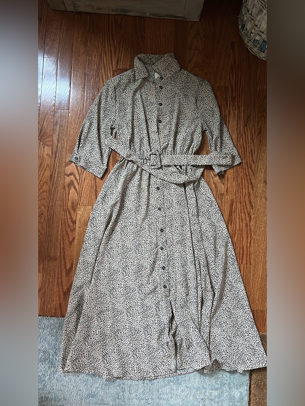 MELLODAY Taupe and Black Printed Maxi Shirt Dress with Belt